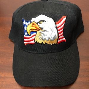 American Eagle Embroidered On USA Flag  Black Cap
